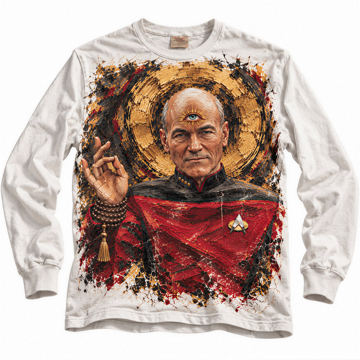 Third eye long-sleeve tee, white — enhanced